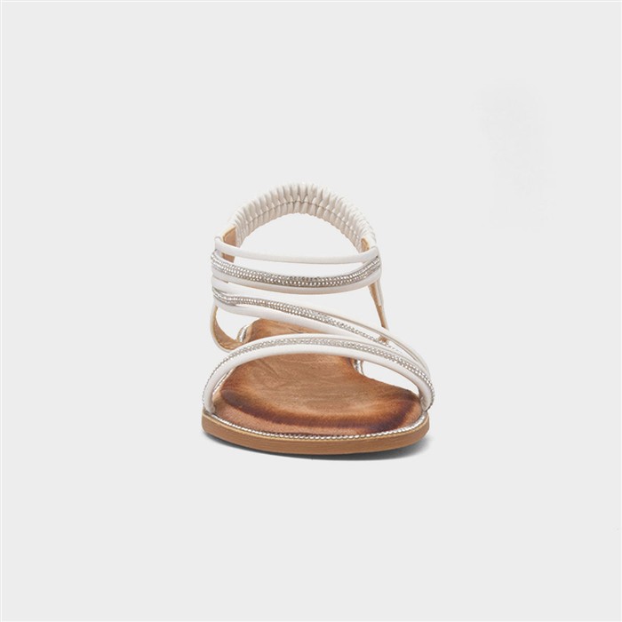 Aruba Womens White Slip On Strappy Sandal