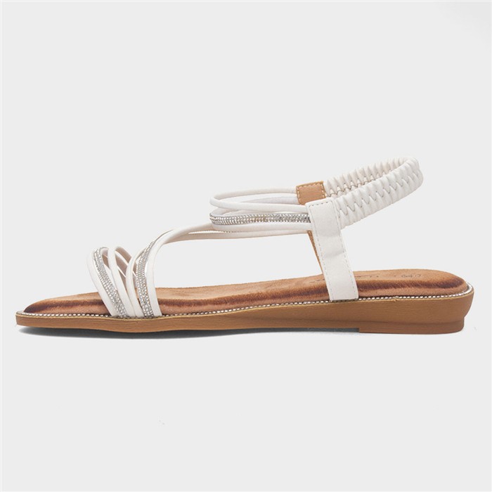 Aruba Womens White Slip On Strappy Sandal