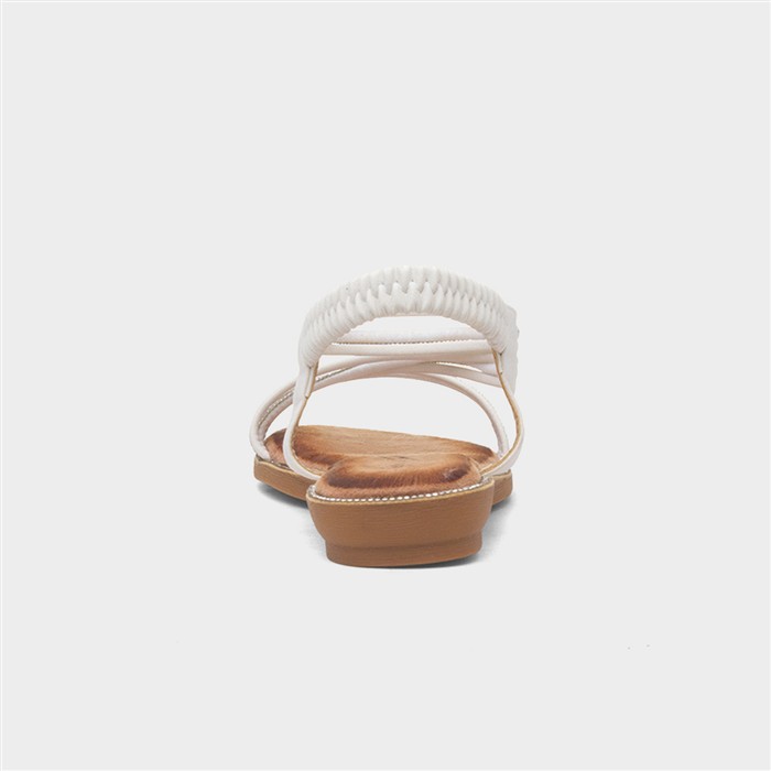 Aruba Womens White Slip On Strappy Sandal
