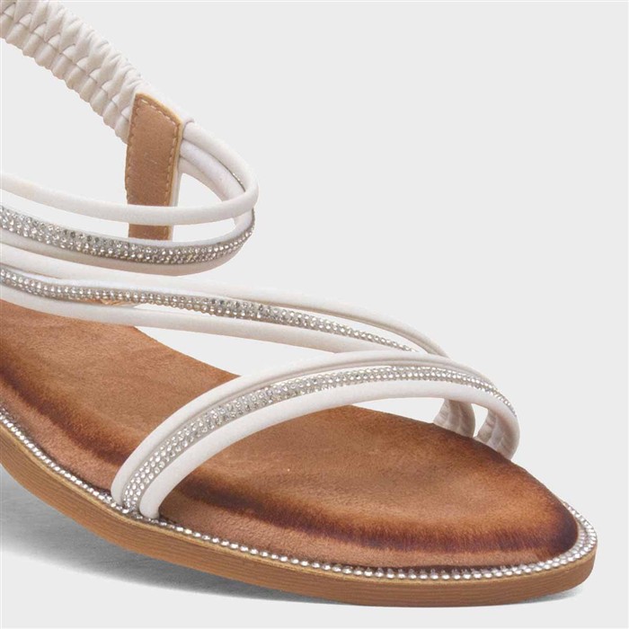 Aruba Womens White Slip On Strappy Sandal