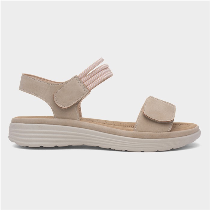 April Womens Beige Easy Fasten Sandal