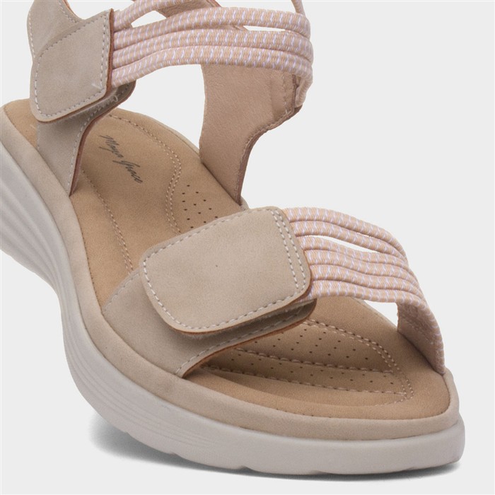 April Womens Beige Easy Fasten Sandal
