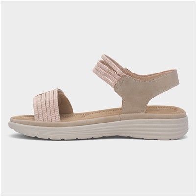 April Womens Beige Easy Fasten Sandal