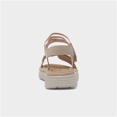 April Womens Beige Easy Fasten Sandal
