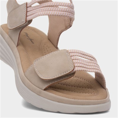 April Womens Beige Easy Fasten Sandal