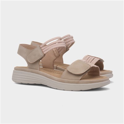 April Womens Beige Easy Fasten Sandal