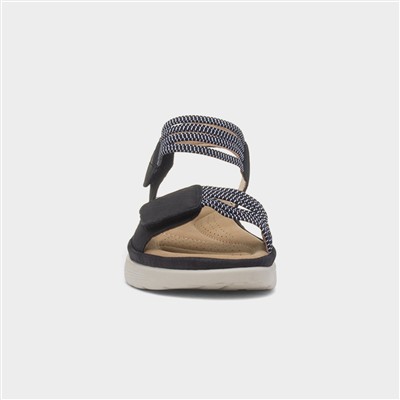 April Womens Black Easy Fasten Sandal