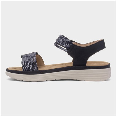 April Womens Black Easy Fasten Sandal