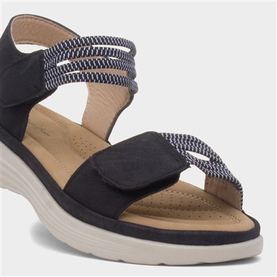 April Womens Black Easy Fasten Sandal