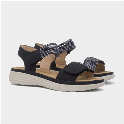 April Womens Black Easy Fasten Sandal