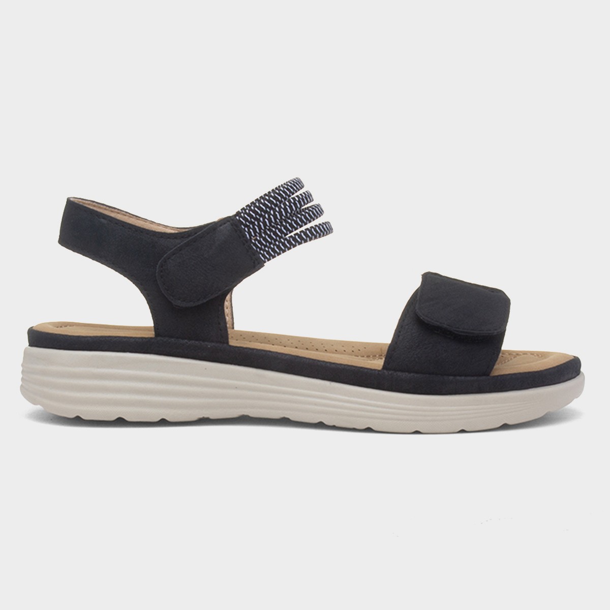 April Womens Black Easy Fasten Sandal