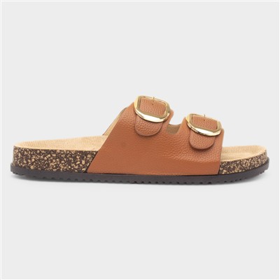Tara Womens Tan Double Buckle Sandal