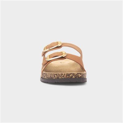 Tara Womens Tan Double Buckle Sandal