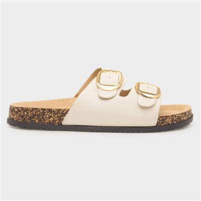 Tara Womens Cream Double Buckle Sandal