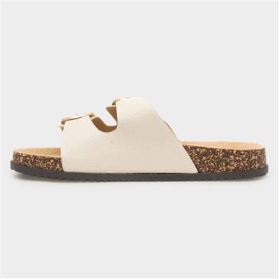 Tara Womens Cream Double Buckle Sandal