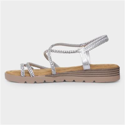 Erica Womens Silver Strappy Sandal