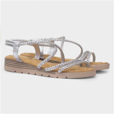 Erica Womens Silver Strappy Sandal