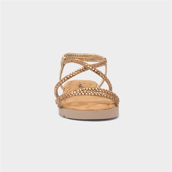 Erica Womens Rose Gold Strappy Wedge Sandal