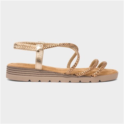 Erica Womens Rose Gold Strappy Sandal