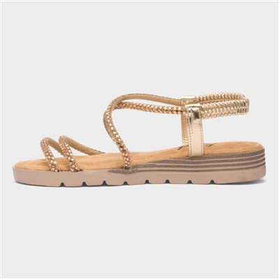 Erica Womens Rose Gold Strappy Sandal