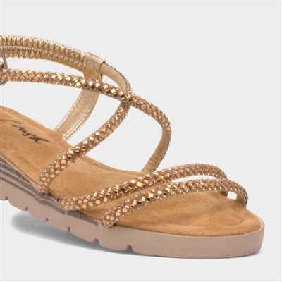 Erica Womens Rose Gold Strappy Sandal