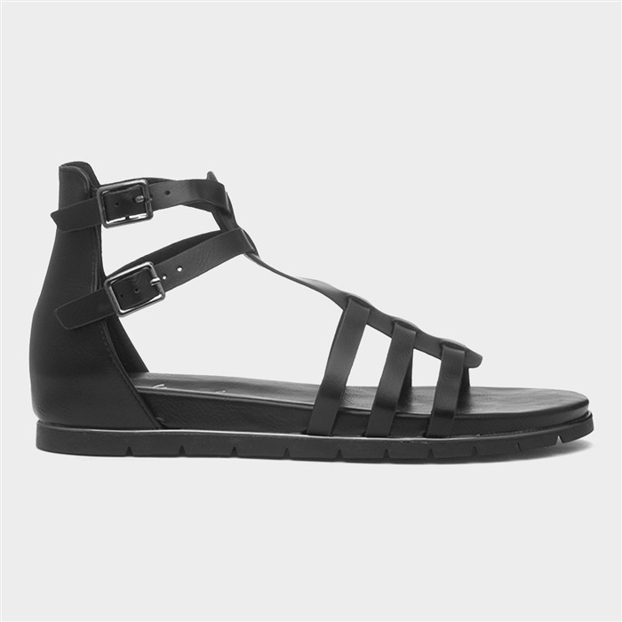 Lynn Womens Black Buckle Gladiator Sandal