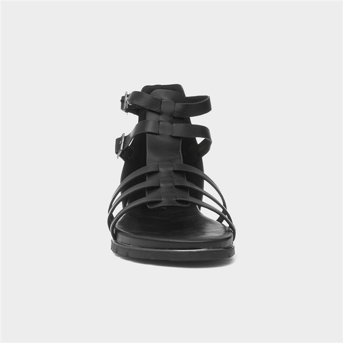 Lynn Womens Black Buckle Gladiator Sandal