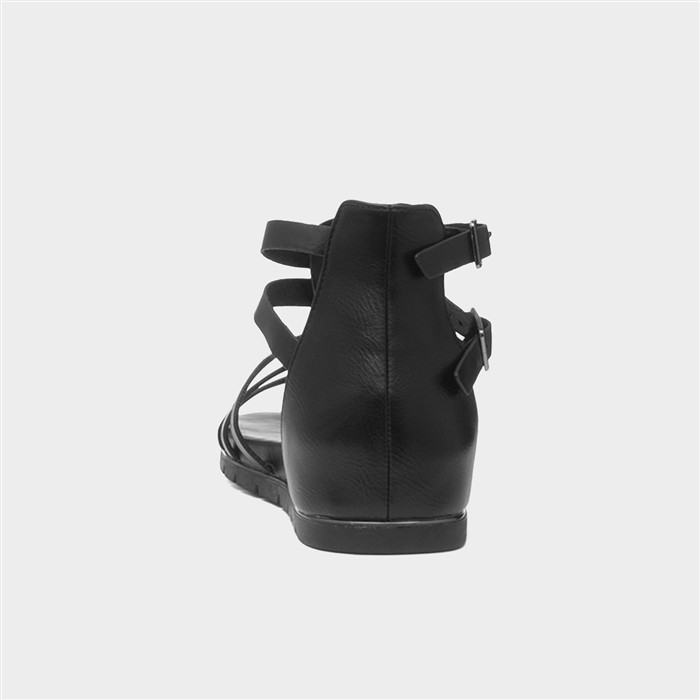 Lynn Womens Black Buckle Gladiator Sandal