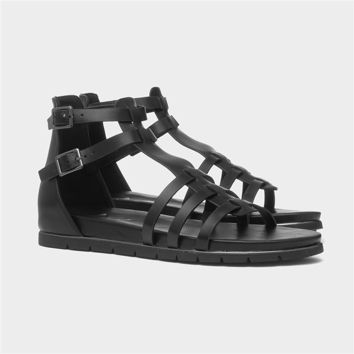 Lynn Womens Black Buckle Gladiator Sandal