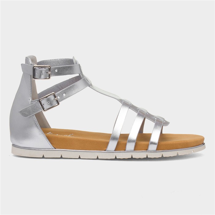 Lynn Womens Silver Buckle Gladiator Sandal