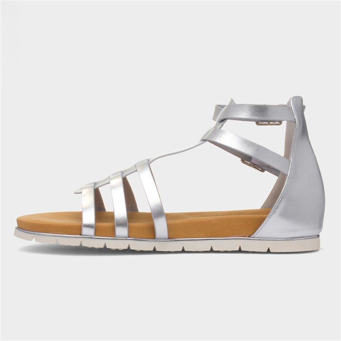 Lynn Womens Silver Buckle Gladiator Sandal