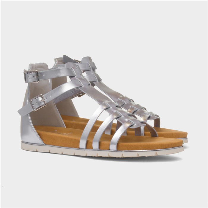 Lynn Womens Silver Buckle Gladiator Sandal