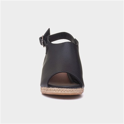 Kerrie Womens Black Peep Toe Wedge Sandal