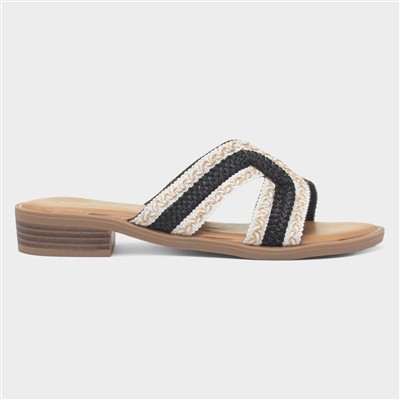 Rhea Womens Black & White Mule Sandal