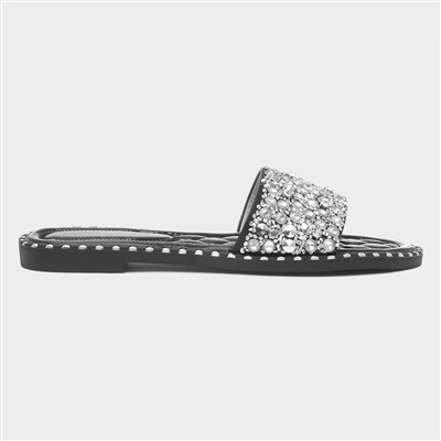 Gia Womens Black Flat Mule Sandal