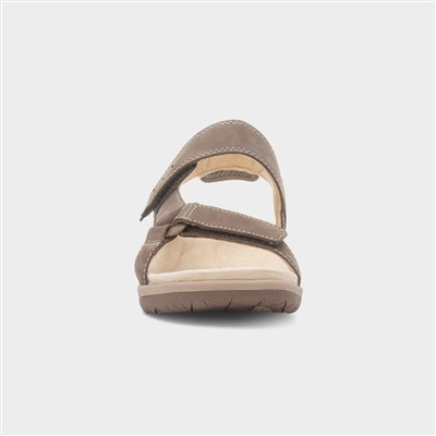 Elara Womens Walnut Leather Sandal