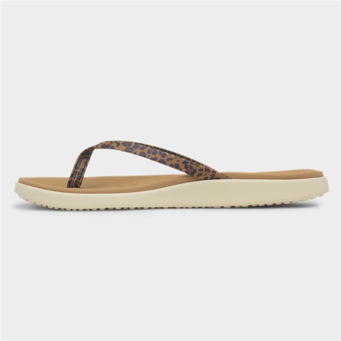 Maui Breeze Womens Tan Leopard Flip Flop