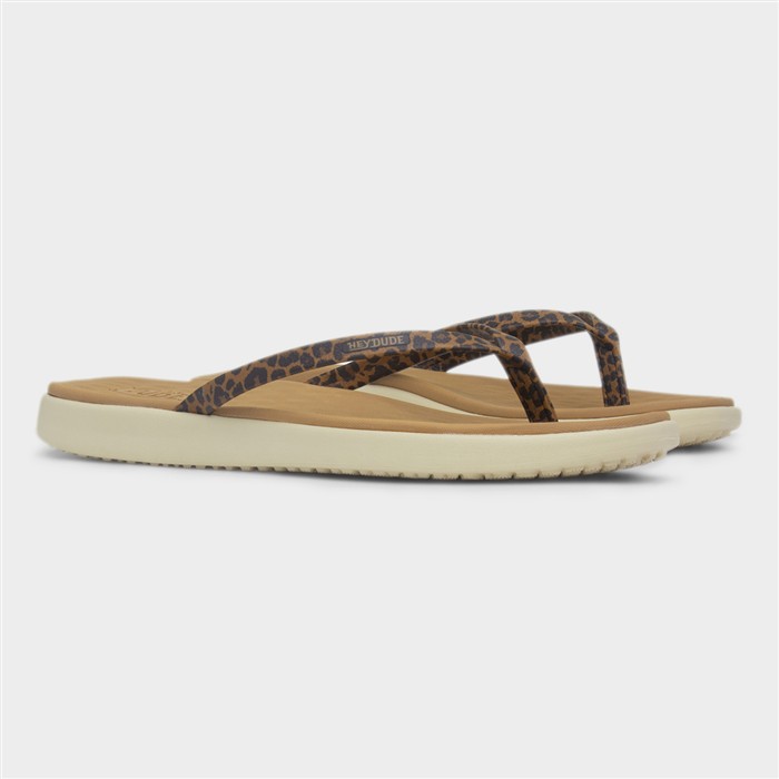Maui Breeze Womens Tan Leopard Flip Flop