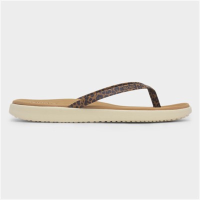 Maui Breeze Womens Tan Leopard Flip Flop
