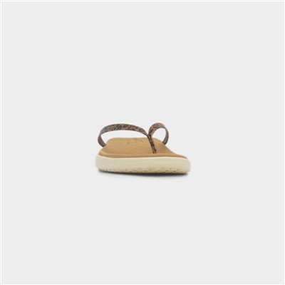 Maui Breeze Womens Tan Leopard Flip Flop