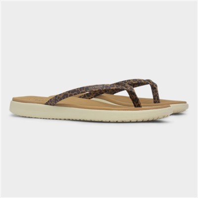Maui Breeze Womens Tan Leopard Flip Flop