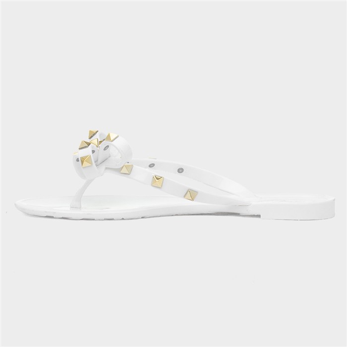 Pearl Womens White Toe Post Slip On Sandal