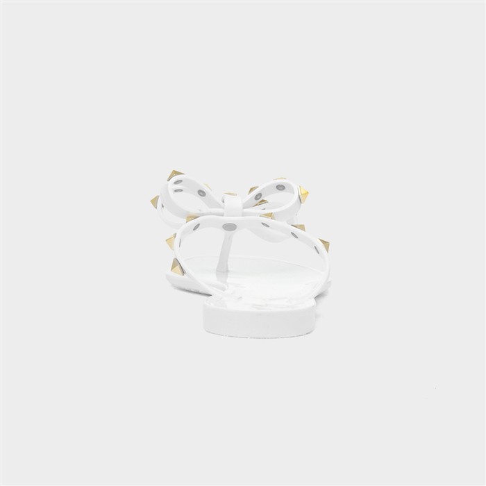 Pearl Womens White Toe Post Slip On Sandal
