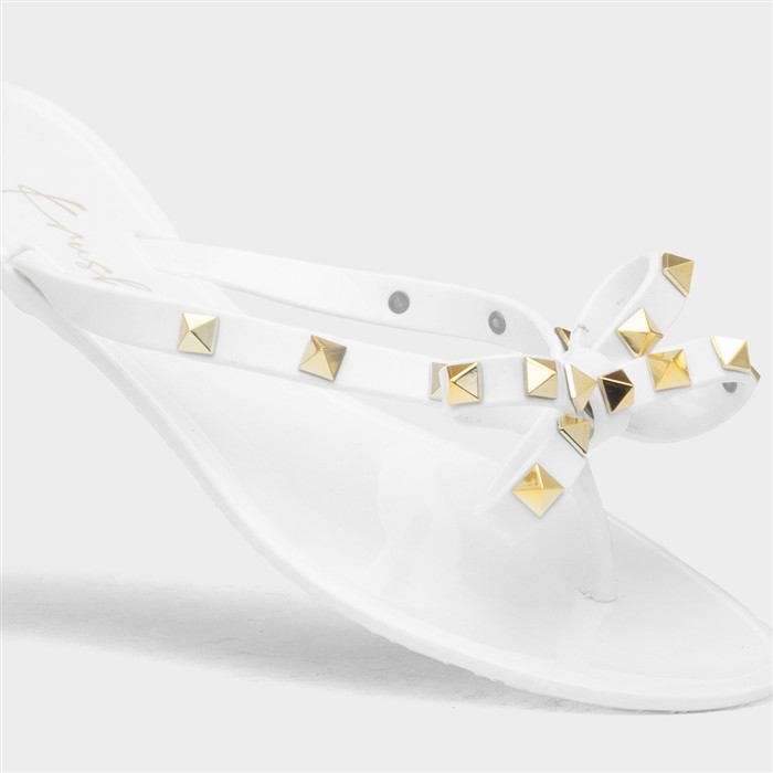 Pearl Womens White Toe Post Slip On Sandal