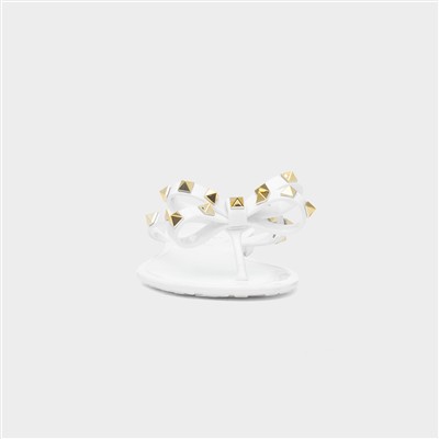 Pearl Womens White Toe Post Sandal