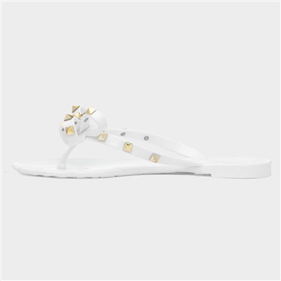 Pearl Womens White Toe Post Sandal