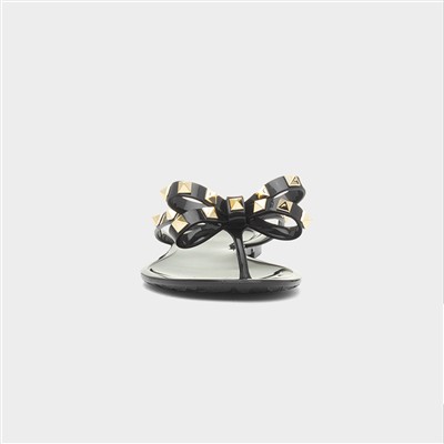 Pearl Womens Black Toe Post Sandal