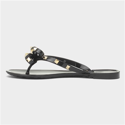 Pearl Womens Black Toe Post Sandal