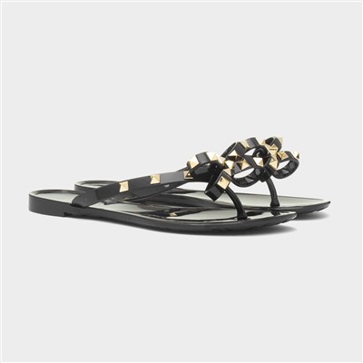 Pearl Womens Black Toe Post Sandal