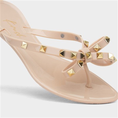 Pearl Womens Nude Toe Post Sandal